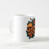 Twin Skulls Floral Gothic Kaffeetasse (Vorderseite Links)