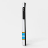 Twin Sky Blue Bottom Edge Racing Streifen auf weiß Case-Mate iPhone Hülle (Hinten/Links)