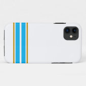 Twin Sky Blue Bottom Edge Racing Streifen auf weiß Case-Mate iPhone Hülle (Rückseite (Horizontal))