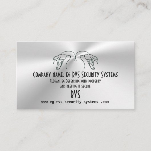 Twin Snake Heads Logo, Fangs Bared - Security Busi Visitenkarte (Vorderseite)