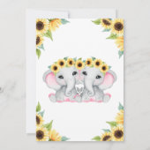 TWIN Sonnenblumenmädchen Elephant Yellow Pink Dusc Einladung (Rückseite)