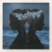 Twin Souls Beneath the Stars Glasuntersetzer (Vorderseite)