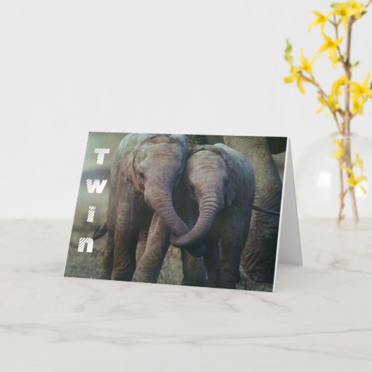 **TWIN** SPASS NUR FÜR SIE VON ELEFANTEN GEBURTSTA KARTE (Gelbe Blume)