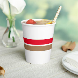 Twin Sporty Red Mocha Center Streifen auf Weiß Pappbecher