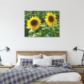 Twin Sunblumen Wrapped Canvas Print Leinwanddruck (Insitu (Schlafzimmer))