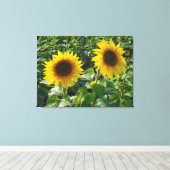 Twin Sunblumen Wrapped Canvas Print Leinwanddruck (Insitu (Holzboden))