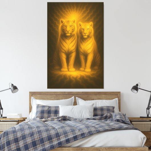 Twin Sunlit Guardians | ManJiangHong Fine Art   Leinwanddruck (Insitu (Schlafzimmer))
