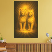 Twin Sunlit Guardians | ManJiangHong Fine Art Leinwanddruck (Insitu (Wohnzimmer))