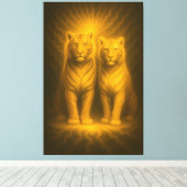 Twin Sunlit Guardians | ManJiangHong Fine Art Leinwanddruck (Insitu (Holzboden))