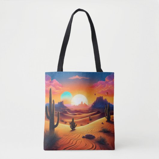 Twin Suns Wüste Landschaft - Celestial Cactus Hori Tasche (Vorderseite)