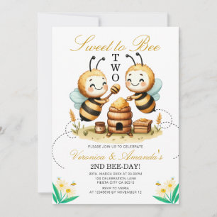 Twin Sweet to Bee Zwei Geburtstags Party Daisy Einladung