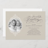 Twin Taufen Foto Einladungen (Vorne/Hinten)