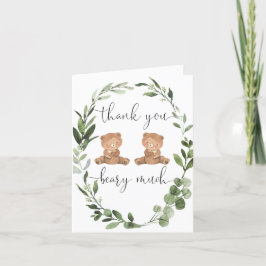 Twin Teddy Bären Grüneukalyptus Dankeskarte