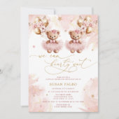 Twin Teddy Bären können wir frühzeitig abwarten Ba Einladung (Vorderseite)