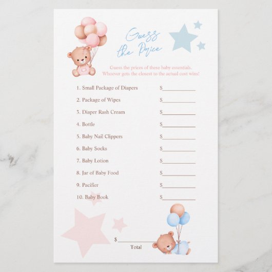 Twin Teddy Bears raten den Price Game Flyer (Vorne)