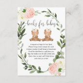 Twin Teddy trägt pinkfarbene Blumenbücher Mädchen Begleitkarte (Vorderseite)