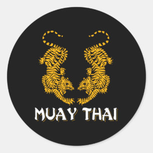 Twin Tiger Sak Yant Muay Thai Fighter Mial Runder Aufkleber