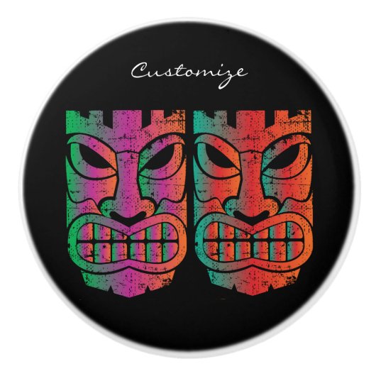 Twin Tiki Skulptur Thunder_Cove Keramikknauf (Vorderseite)