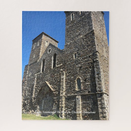 Twin Towers of St Mary's Church Reculver Kent on a Puzzle (Vertikal)