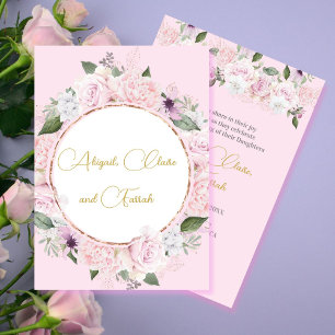 Twin Triplet Girl Baby Naming Einladung