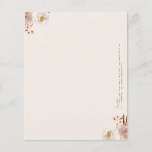 Twin Trivia Game Tan Boho Bear Baby Shower (Rückseite)