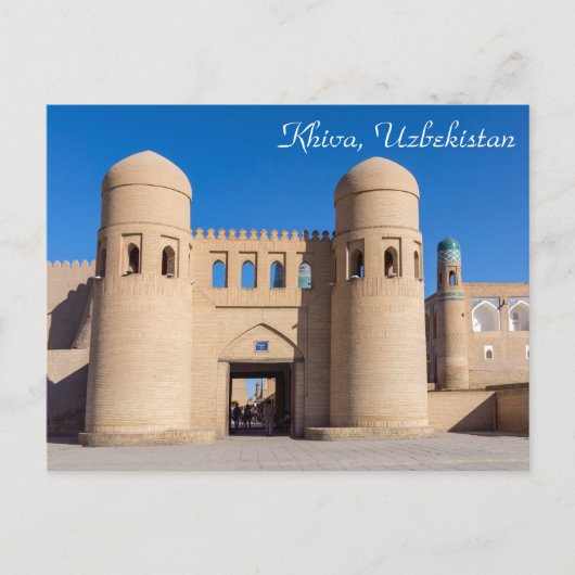 Twin-turreted West Gate - Chiwa, Usbekistan Postkarte (Vorderseite)