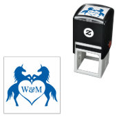 Twin Unicorns Heart 2 Initial Couple Monogram #92 Permastempel (Beispiel)