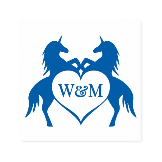 Twin Unicorns Heart 2 Initial Couple Monogram #92 Permastempel (Design)