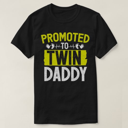 Twin Vater Promoted Schwangerschaft Ankündigung Ba T-Shirt (Design vorne)