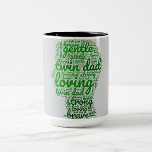 Twin Vater World Cloud Green und Grau Zweifarbige Tasse