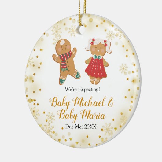 Twin We're Expecting Eltern Ceramic Ornament (Links)