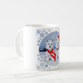 Twin Westies auf einem Wintry-Abend Kaffeetasse (Vorderseite Links)