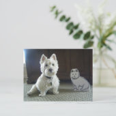 Twin Westies Foto Postkarte (Stehend Vorderseite)