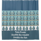 Twin Whimsical Birds Blue Duschvorhang (Vorderseite)