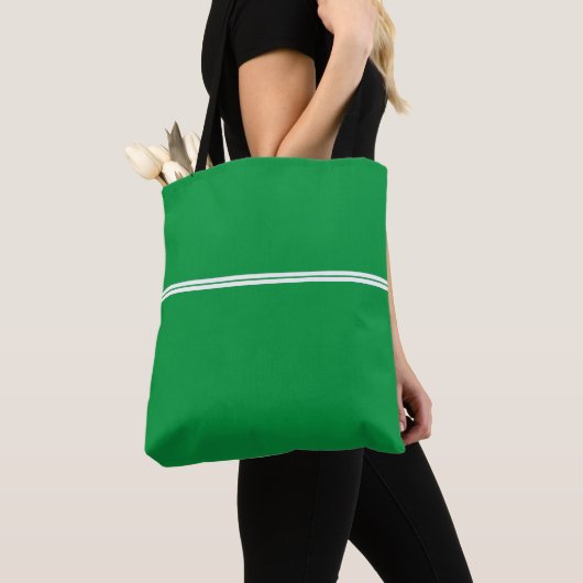 Twin White Racing Streifen auf hellen Kelly Green Tasche (Von Nahem)