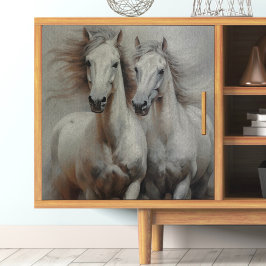 Twin White Wild Horse Decoupage Tissue Paper Seidenpapier