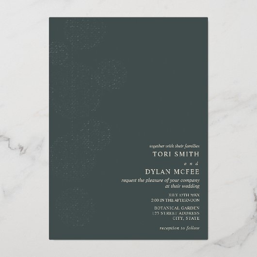 Twine Globes Emerald Wedding Foil Einladung (Vorderseite)