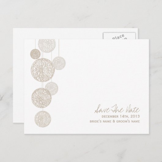 Twine Globes Moderne Hochzeiten retten das Datum Ankündigungspostkarte (Vorne/Hinten)