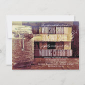 Twine Wrapped Mason Jar Heart Key Wedites Einladung (Vorderseite)