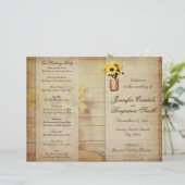 Twine Wrapped Mason Jar Sunflower Wedding Program (Stehend Vorderseite)