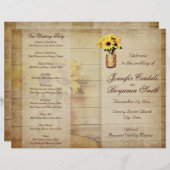 Twine Wrapped Mason Jar Sunflower Wedding Program (Vorne/Hinten)