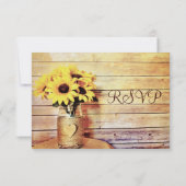 Twine Wrapped Mason Jar Sunflower Wedding RSVP Karte (Rückseite)