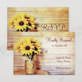 Twine Wrapped Mason Jar Sunflower Wedding RSVP Karte (Vorne/Hinten)