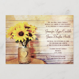 Twine Wrapped Mason Jar Sunflower Wedites Einladung