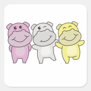 Twink Flag Pride Lgbtq Niedlicher Hippo Square Sti Quadratischer Aufkleber