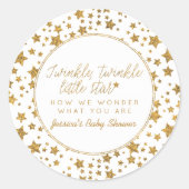 Twink, Twinkle Little Star Baby Dusche Gefallen Runder Aufkleber (Vorderseite)