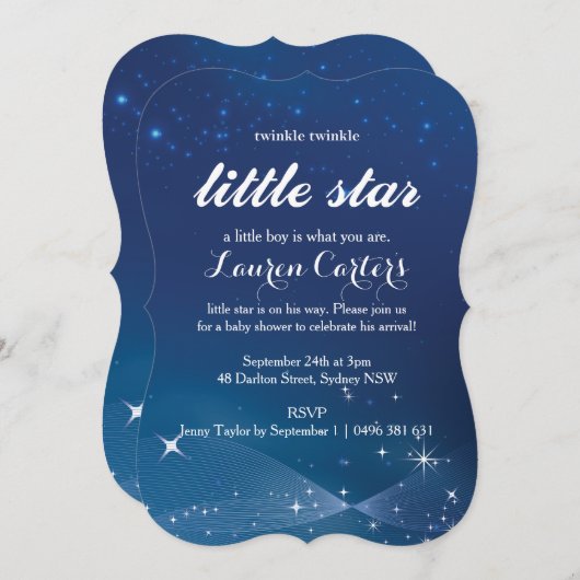 Twinkl kleine Stern Baby Dusche Einladung (Vorne/Hinten)