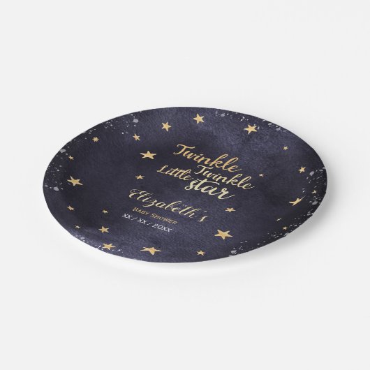 Twinkl-Stern geschlechtsneutrale Babydusche Pappteller (Schrägansicht)