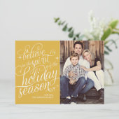 Twinkle 24KT Script Holiday Foto Card Feiertagskarte (Stehend Vorderseite)