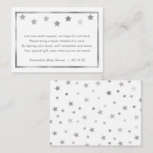 Twinkle Baby Duschbuchanfrage, Silberstars Begleitkarte (Vorne/Hinten)